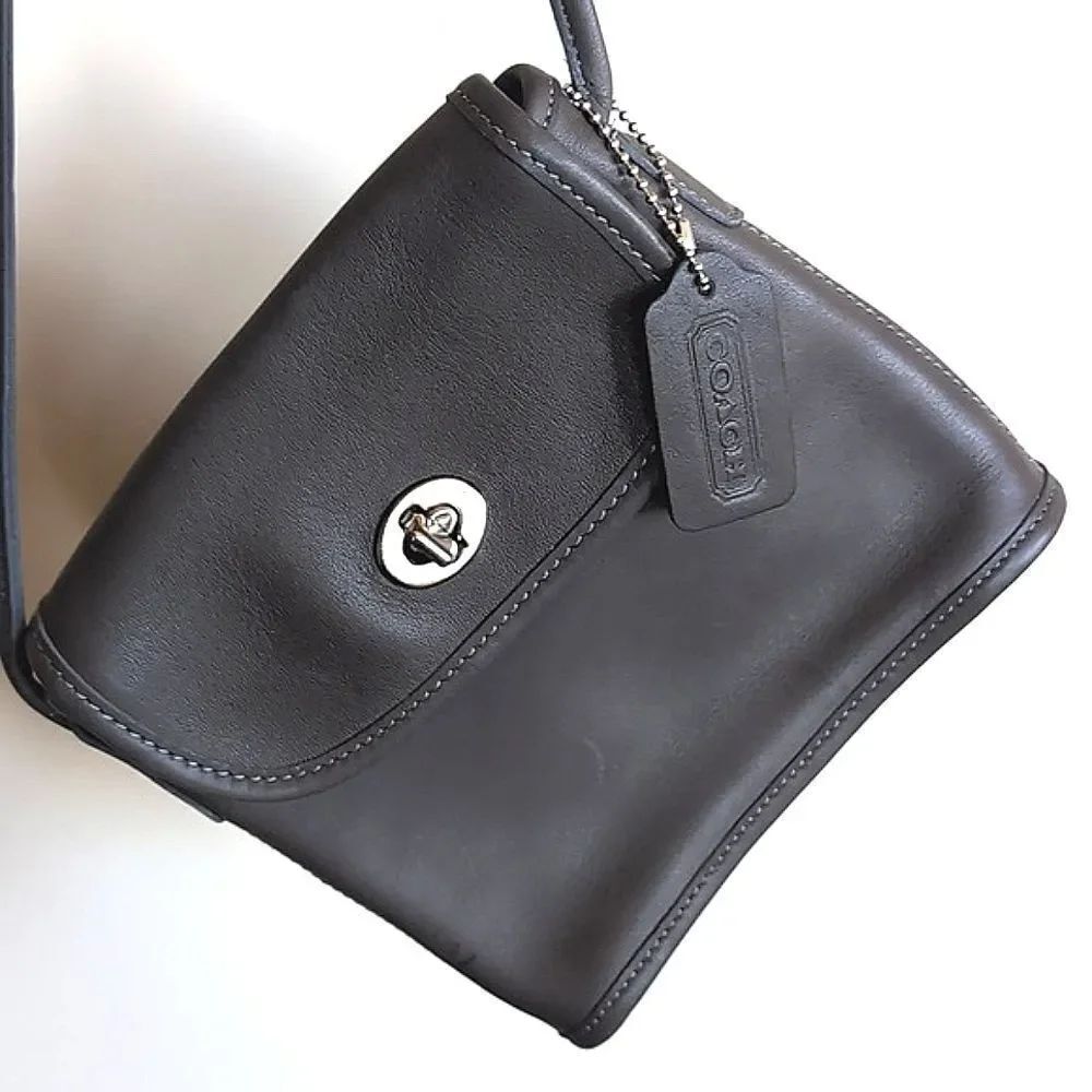 Rare -Vintage COACH Tango Flap Turn-Lock Dk Gray 🩶 Mini Crossbody Bag
